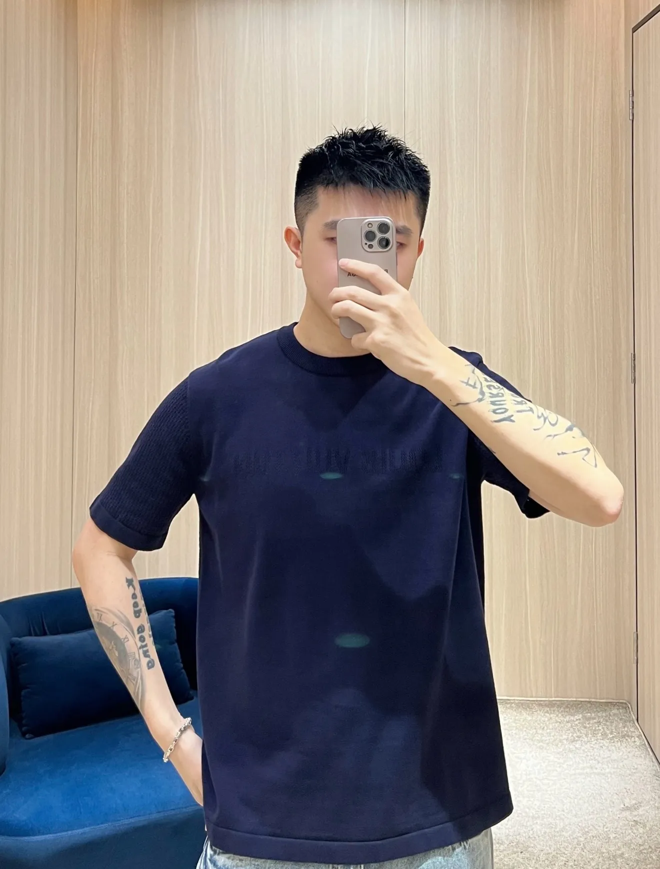 Louis Vuitton/Louis Vuitton 26ss hollow letter jacquard knitted short sleeves